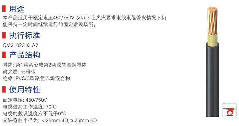 450-750v及以下聚氯乙烯絕緣耐火電線